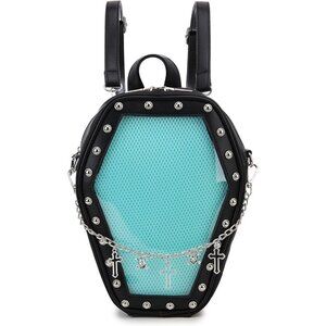 Gothic Coffin Shape Purse Handbag for Women's Halloween Shoulder Bag Green